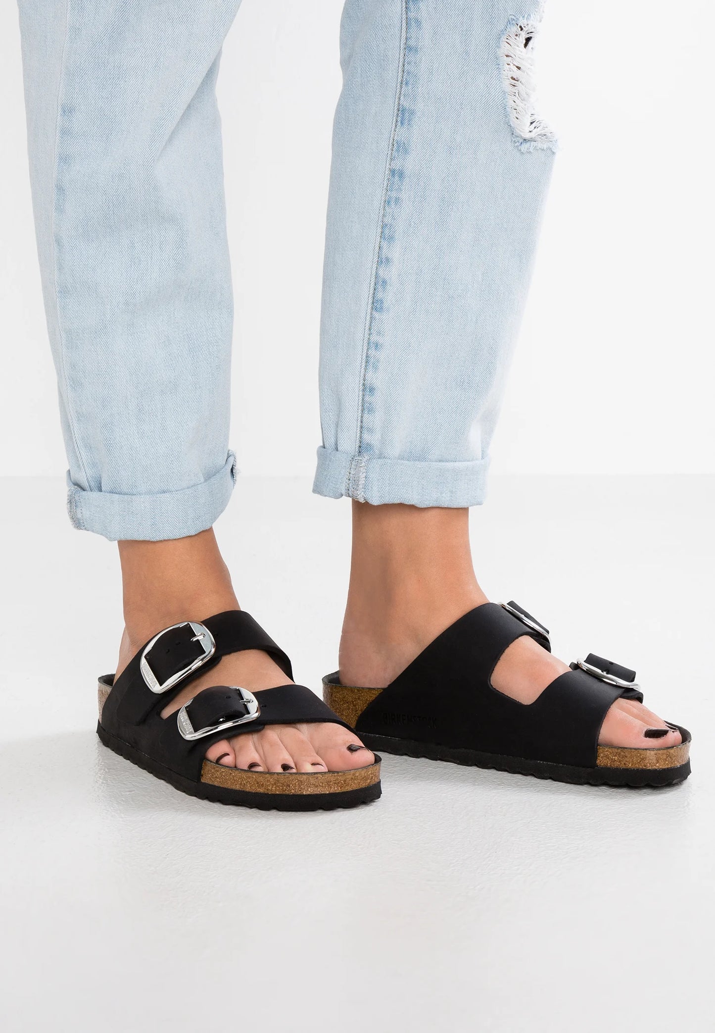 Birkenstock Arizona Big Buckle Sandals in Black Leather