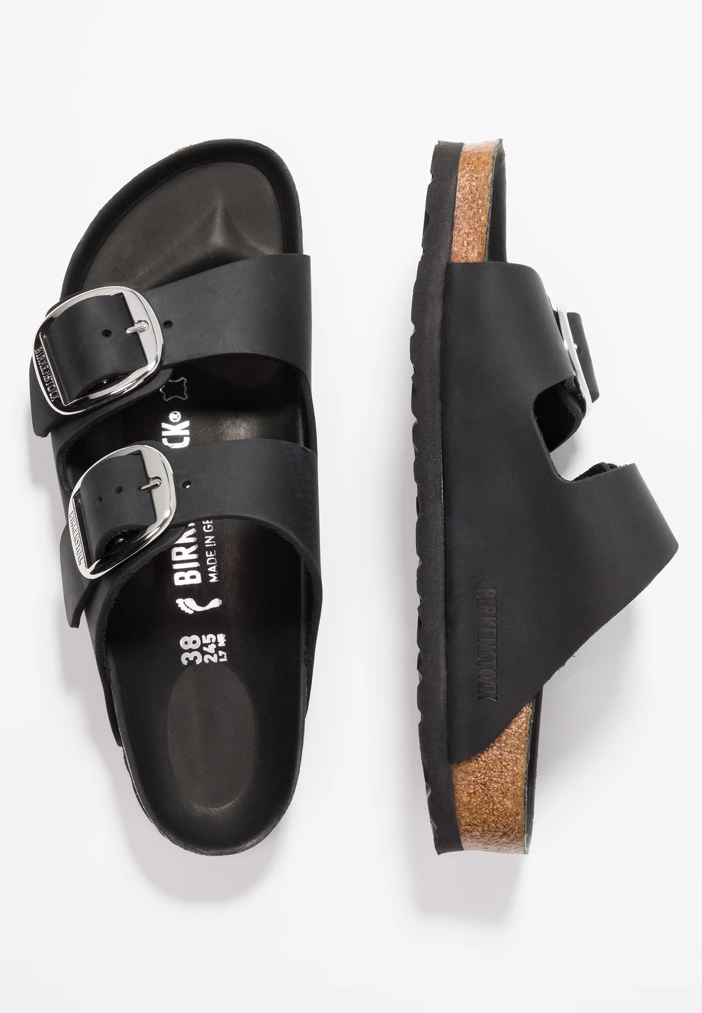 Birkenstock Arizona Big Buckle Sandals in Black Leather
